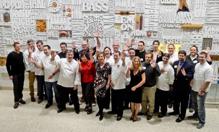 Several chefs gather for a photo to launch the Fall Hudson Valley Restaurant Week, presented by The Valley Table, Tuesday, Oct. 7, at the Culinary Institute of America in Hyde Park, N.Y.