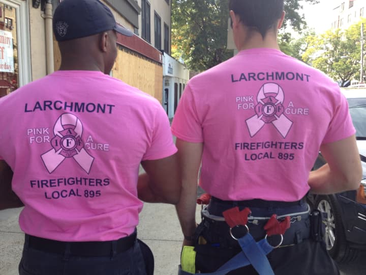 Pink on Palmer in Larchmont is helping the local fire department sell pink T-shirts that benefit Susan G. Komen.