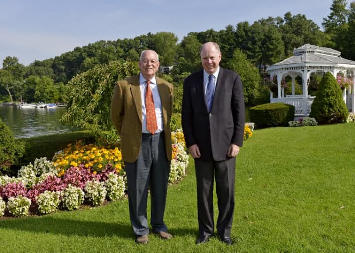 Longtime business partners John Royce and Thomas Montague were honored by Western Connecticut State University. 