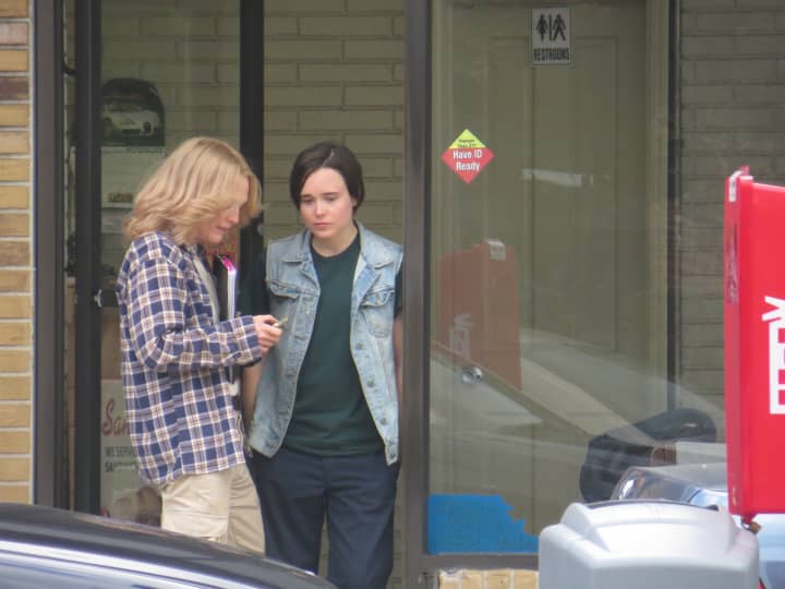 After shooting a pickup truck scene, Ellen Page right, and Julianne Moore chatted.