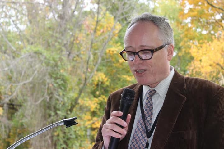Tarrytown Schools Superintendent  Chris Clouet introduced guest speakers, organizers and others who had a part in developing the Peabody Preserve Outdoor Classroom.