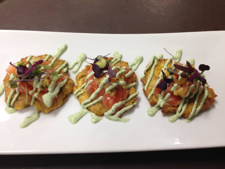 House Cured Tequila Salmon on crispy tostones topped with a mango Pico de Gallo and cilantro crema will be on the Hudson Valley Restaurant Week menu at CHAR in Greenwich. 