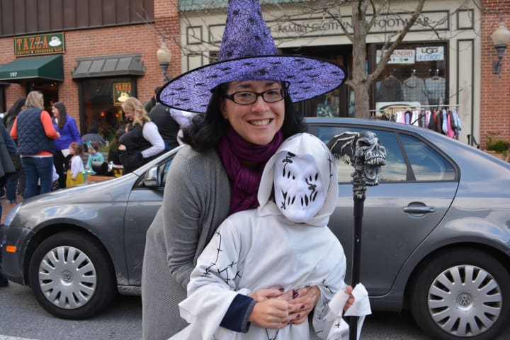 Katonah resident Bernadette Hicks with her son, Ethan, right before the parade starts.
