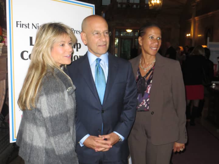 Steven Safyer, center, president and chief executive officer of Montefiore Health System, spoke at Manhattanville College.
