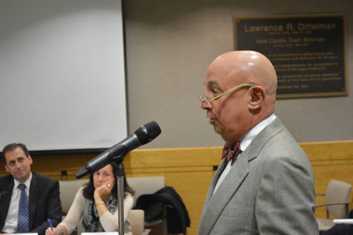 Howard Stahl, an attorney for Summit/Greenfield, speaks at a New Castle Town Board meeting.