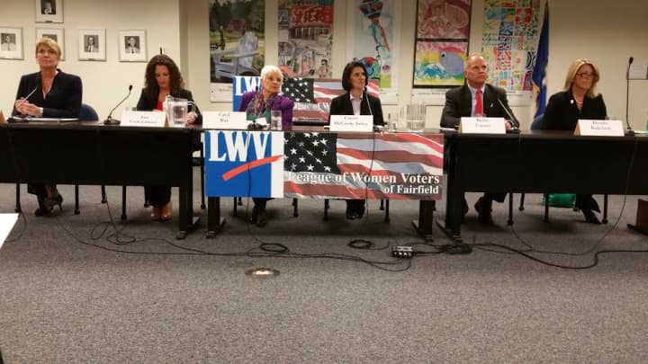 The six candidates for three seats in the State House of Representatives meet earlier this month in a debate. 