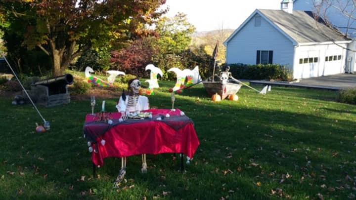 Trick-or-treaters in Danbury can enjoy the spooky pirate set-up at 21 Deer Hill Avenue. 