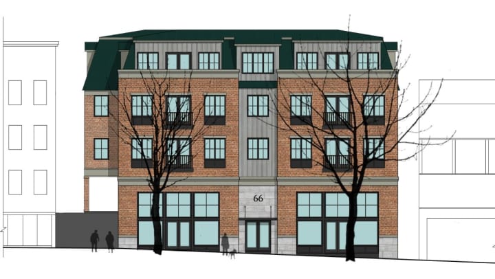 Rendering of proposed building at 66-68 Main St. in Dobbs Ferry