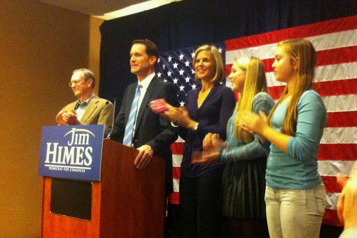 U.S. Rep. Jim Himes thanks his supporters for re-electing him to a fourth term in Congress.