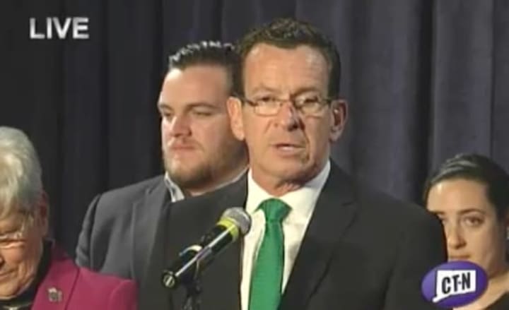 Gov. Dannel Malloy declares victory in the governor&#x27;s race at about 12:30 a.m. Wednesday with some results still out. 