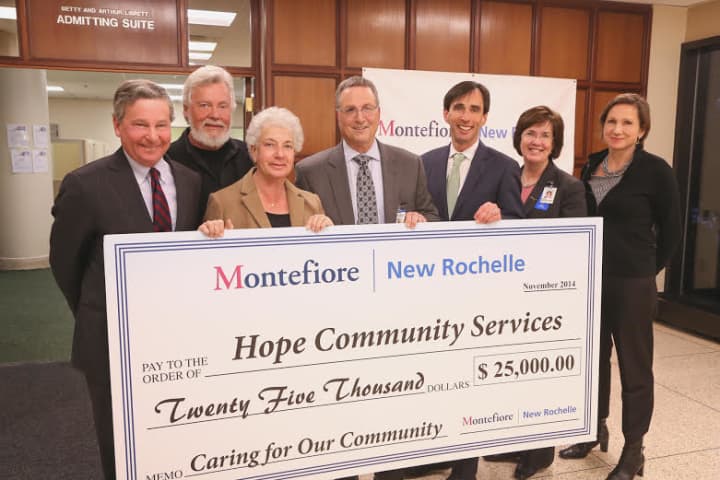 Montefiore New Rochelle donated $25,000 to HOPE Community Services to help the homeless community in the city.
