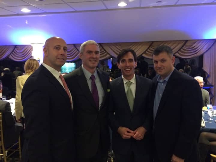 Dan Fosina, John McNiff,Mayor  Noam Bramson and Chris Isidori at the 2014 New Rochelle Sports Hall of Fame Dinner.