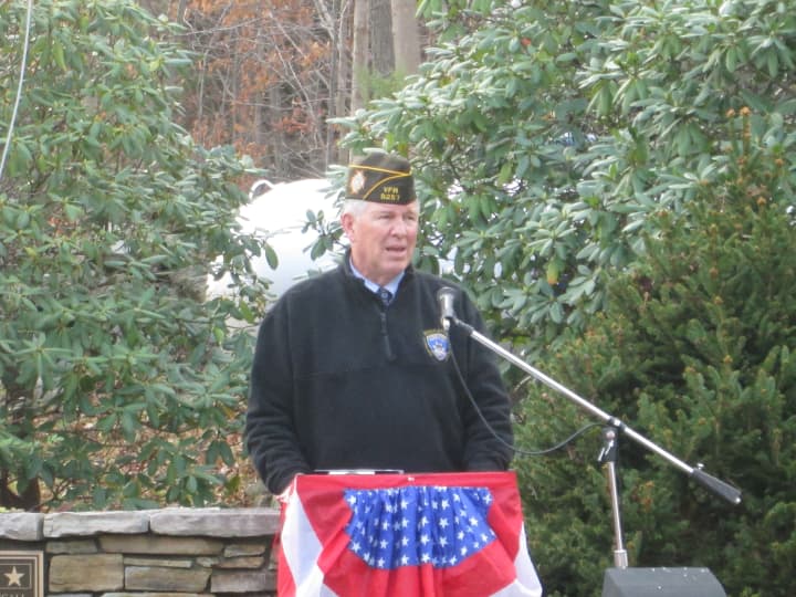 Putnam County Sheriff Don Smith speaks at Putnam Valley&#x27;s Veterans Day ceremony.