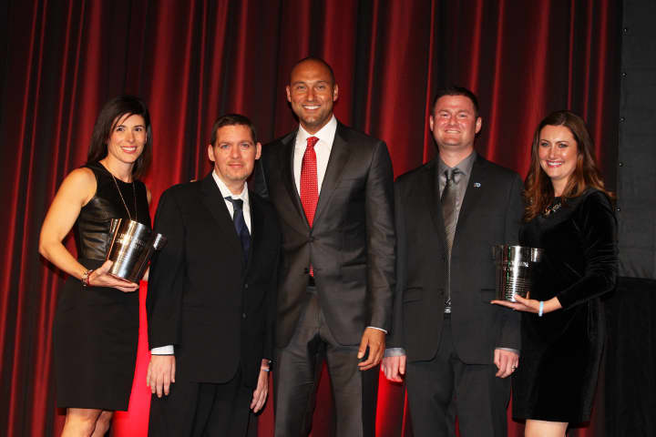 From left, Jeanette and Anthony Senerchia of Pelham, former New York Yankee Derek Jeter and Pat and Jenn Quinn of Yonkers recently gathered at the ALS Associations Greater New York Chapter&#x27;s 20th annual Lou Gehrig Sports Awards Benefit.