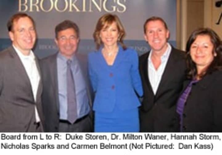 The Board of the Hannah Storm Foundation, from L to R: Duke Storen, Dr. Milton Waner, Hannah Storm, Nicholar Sparks and Carmen Belmont. Not pictured: Dan Kass.