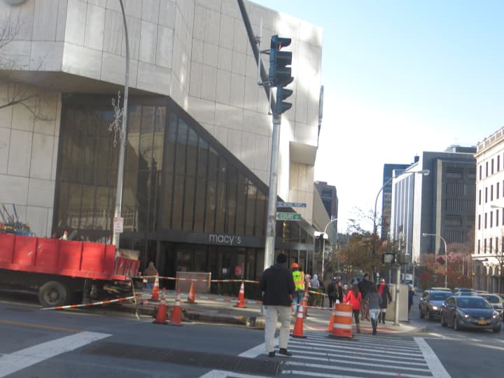 Crews continued to work at the site of a new, permanent traffic light on Main Street in White Plains this week.