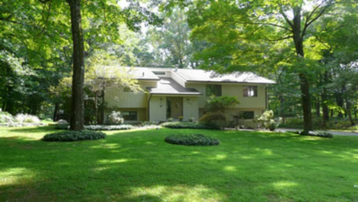 This house at 105 Hack Green Road in Pound Ridge is open for viewing on Sunday.