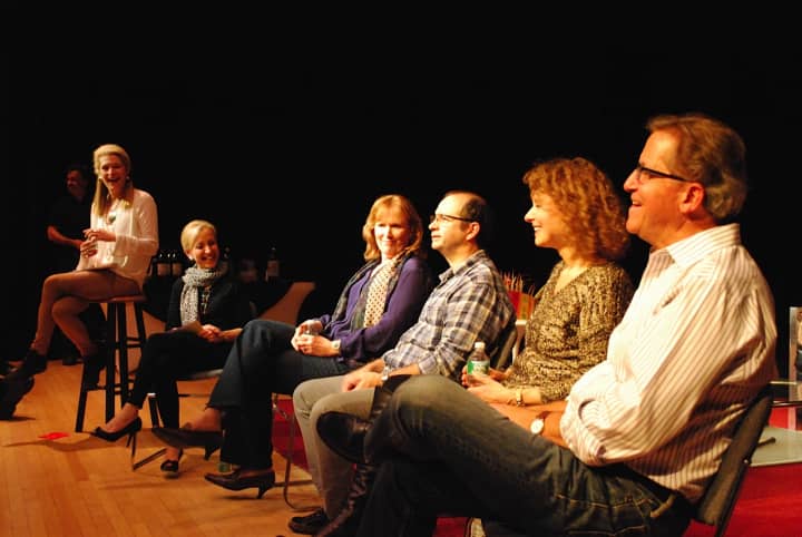 From left: Abbie Van Nostrand, Maud Purcell, Eileen Lawless, Gary Betsworth, Jessie Gilbert, and Larry Reina during a recent discussion at the Darien Arts Center.