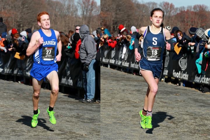 Darien&#x27;s Alex Ostberg, left, and Staples&#x27; Hannah DeBalsi will run Saturday in the FootLocker Northeast Regional cross country championships in New York.
