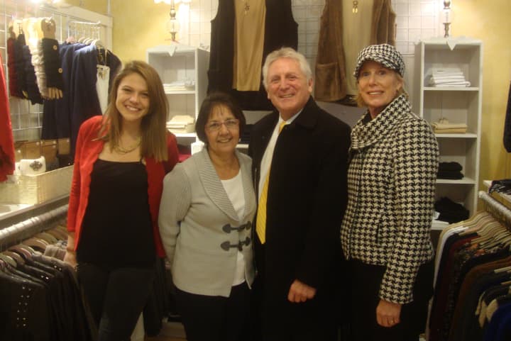 Eliza Ungemack and Connie Brown of Connie B&#x27;s on Washington Street with Mayor Harry Rilling and Elizabeth Stocker as the Norwalk officials promote local shopping during last year&#x27;s Small Business Saturday.