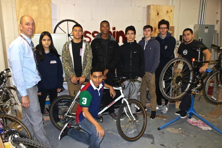 The Re-Cycling Club at Ossining High School fixes bikes and donates them to the community.
