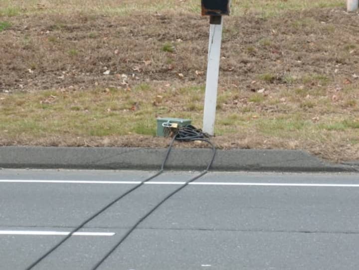 A traffic counter similar to this one on Danbury Road in Wilton on Tuesday was reported stolen last week from the Westport Road and Poplar Plain Road in Wilton. The traffic box counter is worth about $600.