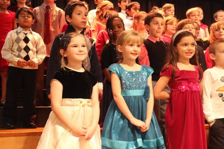 Two choirs of elementary school singers at Pocantico School performed at the winter concert.
