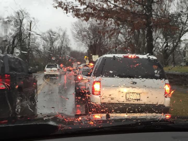 A combination of slick roads and an early dismissal at Osborne School has created heavy delays near Route 1 in Rye. 