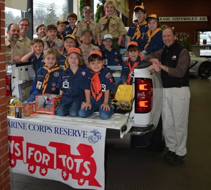 New Canaan&#x27;s Cub Scout Pack 70 at KARL Chevrolet this past Saturday. 