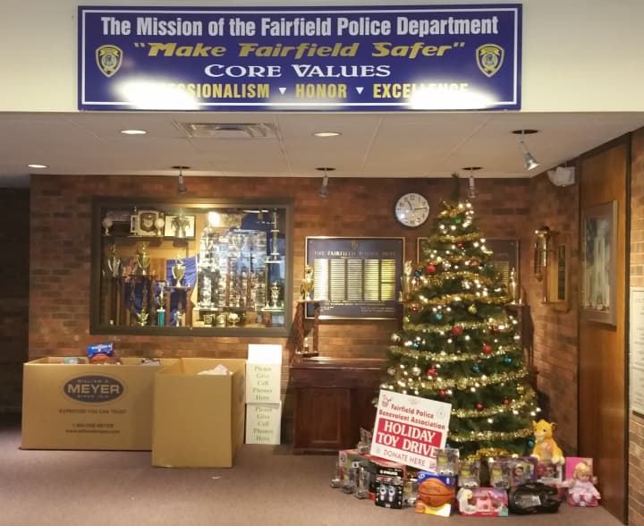 Donation boxes have begun to fill up at Fairfield Police Headquarters for the yearly Toys for Tots drive.
