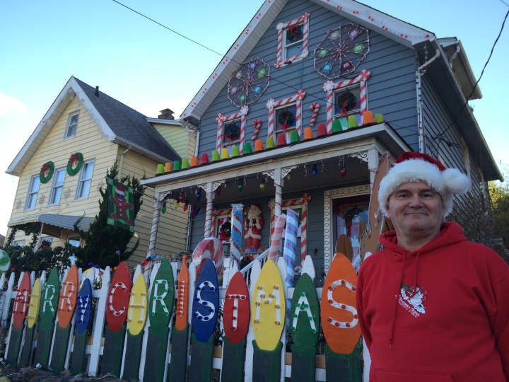 Chuck Barringer moved to 21 N. Kensico Ave. in 2005 and started displaying lights on grand scale in 2009.