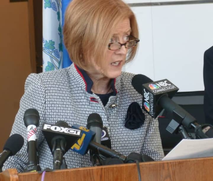 Stamford Public Schools Superintendent Winifred Hamilton during a press conference Monday where the school district announced Valentine and Nordin wouldn&#x27;t be returning to Stamford High School.