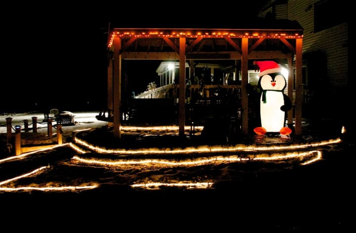 Lakeshore Drive in Lake Carmel is ablaze in holiday cheer.
