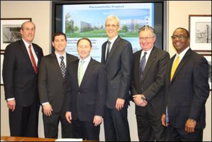 Kevin J. Plunkett, deputy county executive and LDC vice chair; Tom Brady, Pace treasurer; County Executive Rob Astorino; Bill McGrath, Pace senior VP and COO, Westchester, Stephen J. Hunt, LDC chairman and Jim Coleman, LDC executive director.
