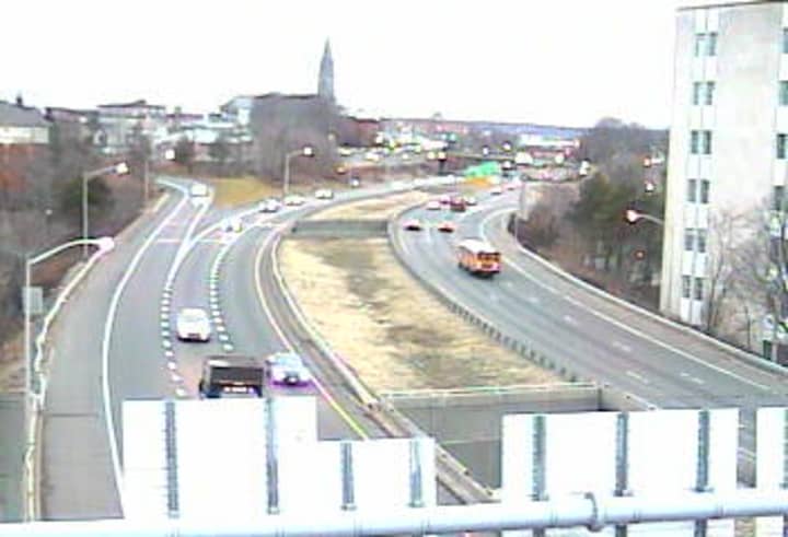 Traffic is flowing on the Route 8/25 Connector in Bridgeport. 