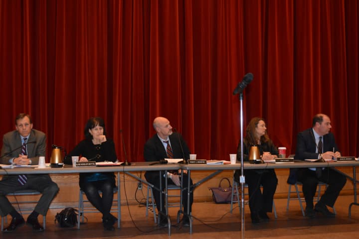 The New Castle Town Board at its Dec. 18 meeting, when it voted to approve retail zoning for Chappaqua Crossing.