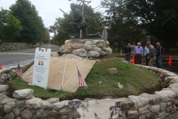 In October, the Minute Man Monument in Westport was undergoing an refurbishment to repair some of the damage endured since it was first unveiled in 1910. 
