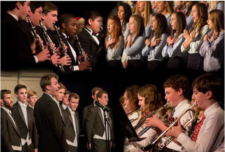 Bands and choirs of St. Luke&#x27;s performing during December&#x27;s concerts.