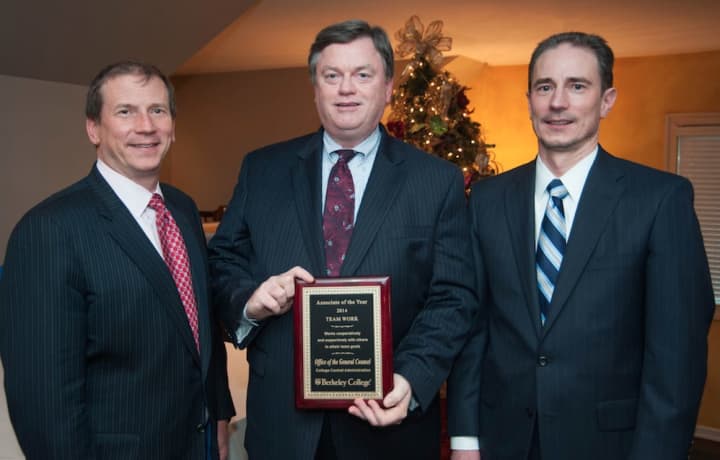 From left, Kevin L. Luing, chairman, Berkeley College Board of Trustees; William Brandt; and Randy B. Luing, vice chairman, Berkeley College Board of Trustees.