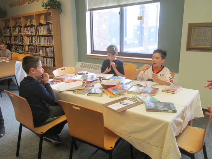 Briarcliff Middle School students enjoying a literary tasting.