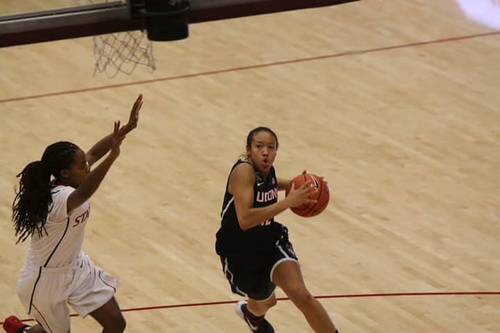 Saniya Chong goes for the layup in a game against Stamford.