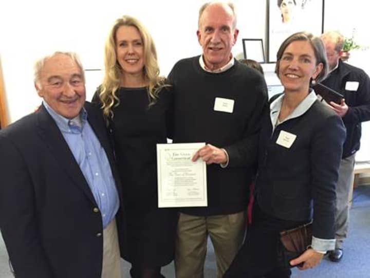 Leo Cirino, Westport Electric Car Club; Daphne Dixon, co-founder of Live Green Connecticut!; Steve Smith, Westport building official; and Pippa Bell Ader, vice chairwoman of Westport Green Task Force.
