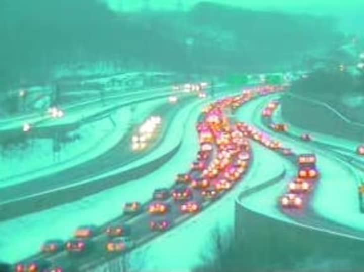 Heavy volume at the intersection of I-87 and I-287 Friday morning.