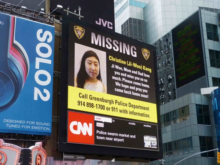 A message from Christine&#x27;s parents was posted on a giant billboard in Times Square.