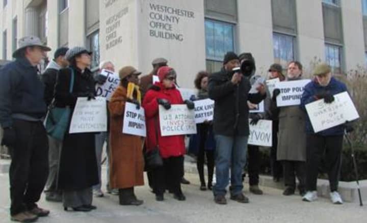 A rally in White Plains on Thursday called for greater police accountability.