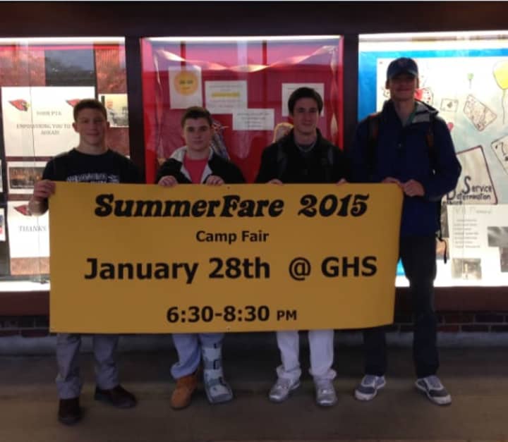 From left, Greenwich High School students Mike Ceci, Andrew Hollander, Patrick McTiernan and Connor Langan show their support for Summerfare 2015.