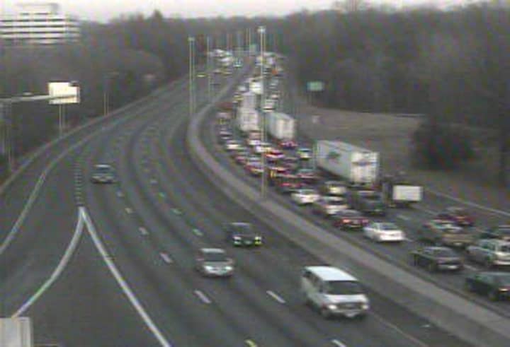 I-95 northbound is jammed in Norwalk on Friday afternoon. 