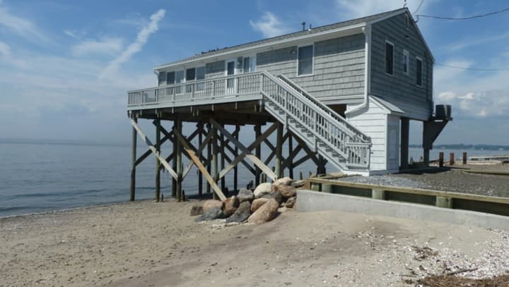 This beachfront home on Fairfield Beach Road is currently on the market in Fairfield. 