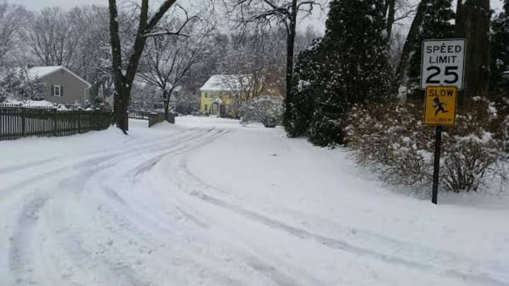 Noyes Road in Fairfield is snow-covered Saturday after the overnight storm. 