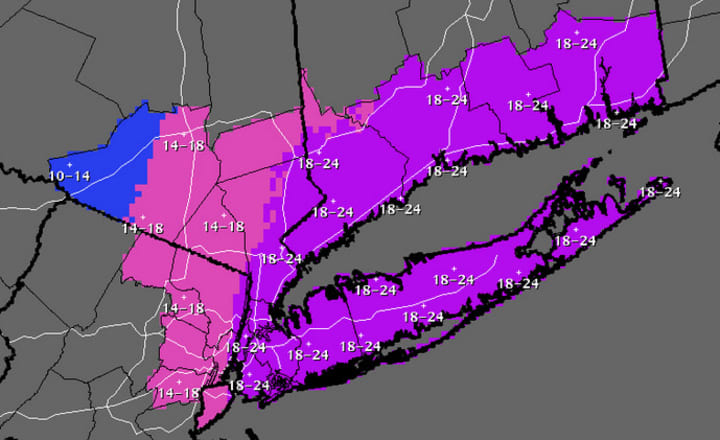 Projected snowfall totals for the major Nor&#x27;easter headed to the area.